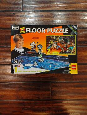 Roseart 072348085445 Vintage 1997 Lego Exploriens Giant 2 Sided Floor Puzzle Space Complete