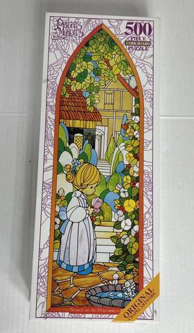 Roseart 072348971151 Cork Board 500 Piece Precious Moments Vintage Puzzle 1998 Stained Glass Art