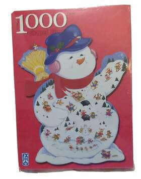 Schmidt 099252780884 Snowman Shaped Winter Carnival Pictures 1000 Pc Puzzle 26x34 Sealed Vtg Schmid