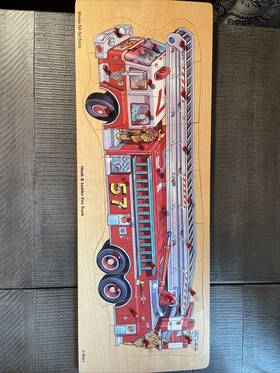 Shure 801482959950 Railroad Train And Fire Truck 24 Piece Wooden Puzzles With Pegs