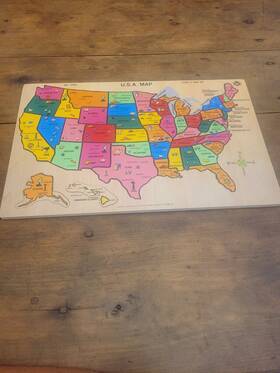 Small World Toys 090543025608 United States Of America Puzzle Map Factory Complete Vintage
