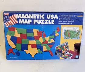 Smarty Toys 042499012096 1992 Magnetic Usa Map Puzzle With Easel And Sorting Tray Complete