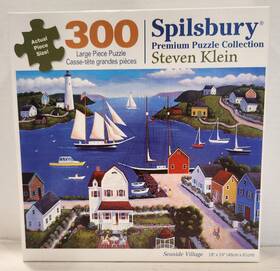 Spilsbury 810061440062 Puzzle Steven Klein 300 Large Piece Seaside Village Boat Lighthouse