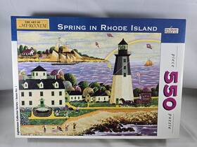 Spilsbury Puzzle Co. 612769008434 Art Of Heronim Spring In Rhode Island Jigsaw 550 Piece Lighthouse Vintage
