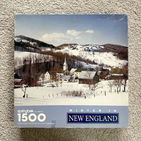 Springbok 070000020070 Vintage Hallmark Winter In New England 1500 Pc Jigsaw Puzzle Complete