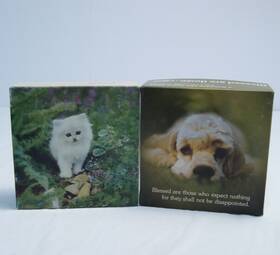 195plz7129 Springbok Vtg Mini Jigsaw Puzzle Lot Blessed Are Those Puppy And Fluff Kitty Cat