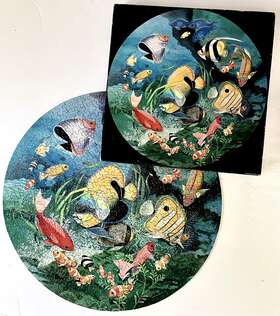 Pzl-6525 Springbok Vtg Circular Jigsaw Puzzle 500-pc Undersea Enchantment Fish Round 6525