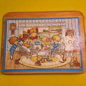 Pzl1140 Springbok Tea Party Puzzle - Joan Walsh Anglund Complete 48 Piece 1980