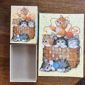 Pzl1159 Springbok Vtg Hallmark Cat 48-pc Puzzle-cuddly Kittens Complete Yarn Crocheting