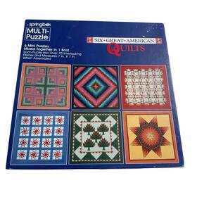 Springbok Pzl3509 Multi-puzzle Six Great American Quilts 70 Pieces Mini Puzzles Complete