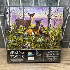 Sunsout 796780430143 Bruce Miller 500 Piece Puzzle Inch Spring Twins Mom With Fawns 18x24 New