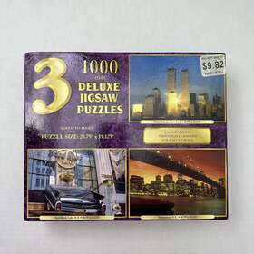 Sure-lox 686141403063 Vintage Twin Towers New York Puzzle 3x1000 Piece Puzzles Hard Rock And Manhattan