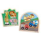 Ta37poj4e46n-us Melissa Doug Jumbo Knob Wooden Puzzles Set Construction And Safari