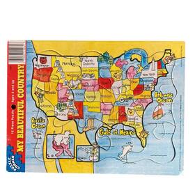 The Puzzle Corner 070097152616 Vtg 1988 My Beautiful Country Cardboard 12 Piece United States Ages 3