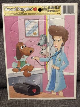 Tonka 033500046124 Pound Puppies 1986 Golden Frame Tray Puzzle Cooler Nose Marie Vintage Rare