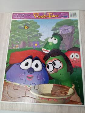 Veggie Tales 023151071859 Vintage Tray Puzzle Madame Blueberry And Friends Big Idea 1998