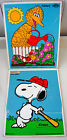 Vintage Lot 2 Playskool Wooden Puzzles Snoopy Baseball Big Bird Sesame Street Bo 023332001309