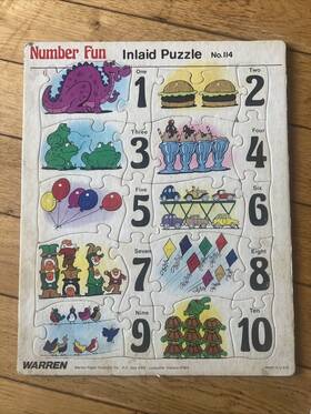 Warren 038457051146 Vintage Schoolhouse 11 In X 14 Inlaid Puzzle Inch Number Fun 20pc Usa Flaw