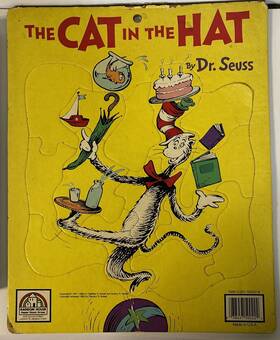 Warren Company 038457500224 The Cat In Hat 1985 Vintage Frame Tray Puzzle Dr. Seuss Random House 11x14