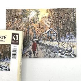 Wentworth 050265356637 Winter Woodland Wooden Jigsaw Puzzle - Complete 40 Pieces Cottage