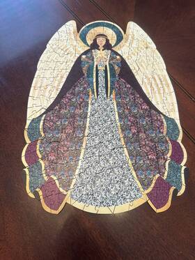 Wentworth 050265401948 Used 250 Piece Wooden Puzzle Golden Angel By Paula Doherty