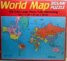 Western Golden 033500047909 1984 World Map 300 Pc Jigsaw Puzzle 22-1/2 Inch X 33