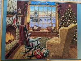 1066 White Mountain Puzzles By Ruth Sanderson Cozy Christmas Cat #1066 1000 Pieces