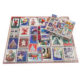1262 White Mountain Christmas Stamps 1000 Pieces Puzzle Complete
