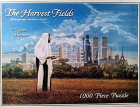 White Mountain 724819247981 2000 Harvest World Trade Center Eiffel Tower Jesus John 4 35 1000 24x30 Puzzle