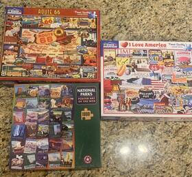 White Mountain 803780001171 Route 66 I Love America National Parks Art 1000 Jigsaw Puzzle Lot