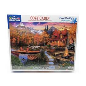White Mountain Puzzles 724819259434 Puzzle Cozy Cabin 1000 Pieces Vg /nm