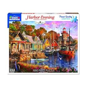 White Mountain Puzzles 724819261543 Puzzle Harbor Evening 1000 Pieces Vg /nm