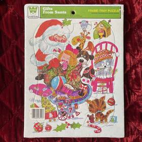Whitman 033500935107 Vtg 1974 Gifts From Santa Frame Tray Puzzle- New Seales