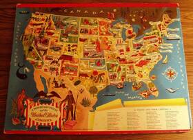 4426 Whitman 29 Vintage 1950s Publishing Inch A Picture Map Puzzle Of The Usa #4426