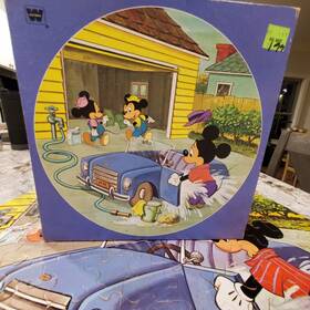 4427-30 Whitman Vintage 1982 Mickey Mouse Round 125 Pcs Jigsaw Puzzle 20 Inch Euc With Box