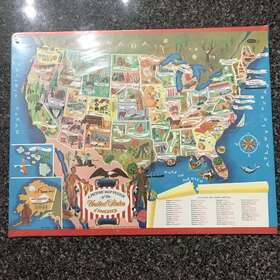 4519 Whitman Vintage 1965 Publishing Inch A Picture Map Puzzle Of The Usa #4519 New