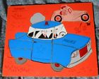 360-21 Wood Excellent Cnd Orange Playskool Puzzle Police Tray Stimulating Car
