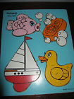 180-07 Wooden Boat Duck Bath Sail Playskool Soap Puzzle Vtg Wood Fish