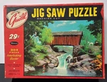 Guild Jigsaw Puzzle Whitman Covered Bridge Landscape Horse Fishing. Fixed Price $7.24.