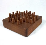 Vintage Hand Crafted Real Wood Peg Solitaire Game Logic Puzzle 3.5 Square. Fixed Price $8.95.