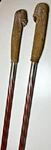 Antique Art Deco Ski Poles C1920S-30S Red Candy Cane Twist Aluminum Leather 51.5. Fixed Price $244.00.