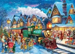 Christmas Train Town Jigsaw Puzzle 1000 Pieces Winter Village Holiday Adult Gift. Fixed Price $14.99.