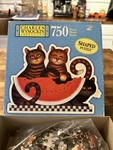 2003 Charles Wysocki Americana 750 Pc Shaped Puzzle Kitty's Treat Cat Watermelon. Fixed Price $12.60.