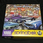 Springbok Dream Garage 1000 Piece Puzzle Corvette Mustang Camaro Coca Cola. Fixed Price $10.99.