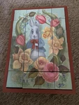 Vintage 4 Sided Block Cube Puzzle Set, Sits Wooden Tray Homemade. Fixed Price $15.99.