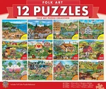 Masterpieces - Folk Art Jigsaw Puzzle Collection 12 Pack. Fixed Price $29.99.