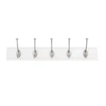 Home Decorators Collection 27 In. White Rack With 5 Satin Nickel Hooks. Fixed Price $24.99.