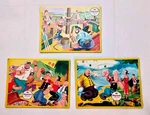 Lot Of 3 Vintage 1960'S Jaymar Popeye Frame Inlaid Colorful Board Puzzles. Fixed Price $21.95.