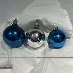 Vtg 3 Shiny Brites Made Usa Blue Silver 1.75 2.25. Fixed Price $16.95.