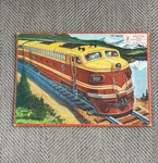 Vintage 1958 14 Piece Frame Tray Puzzle Train Milton Bradley Railroad Locomotive. Fixed Price $7.99.